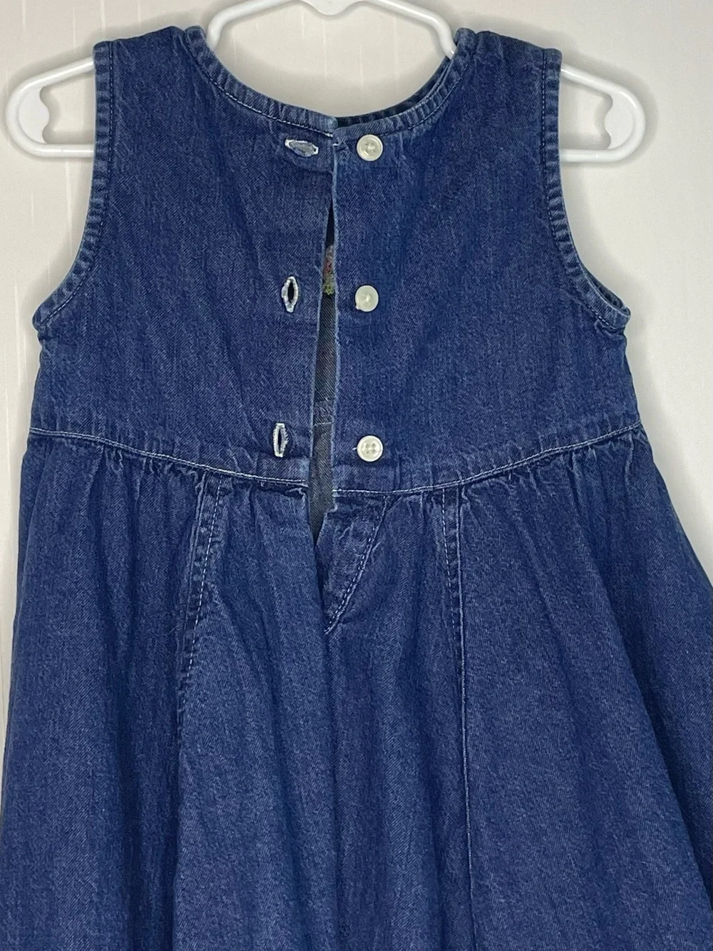 Vintage Baby Gap Denim Jean Dress Embroidered Floral Wildflowers 18-24 Months XL